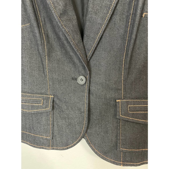 ANN TAYLOR LOFT Denim 3/4 Length Sleeved Blazer Size 10P - Picture 5 of 8
